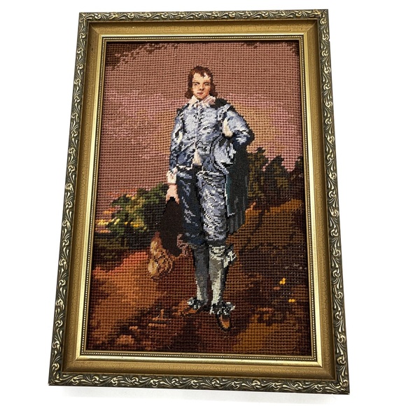 VINTAGE Thomas Gainsborough "Blue Boy" & “The Mrs. Graham” Framed Needlepoint Se - Picture 5 of 9